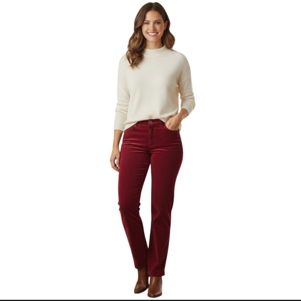 Jones New York Vintage Cherry Red Velour Pants Size 14